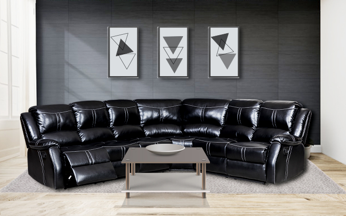 Lorraine Bel-Aire Ebony Left Facing Reclining Sectional